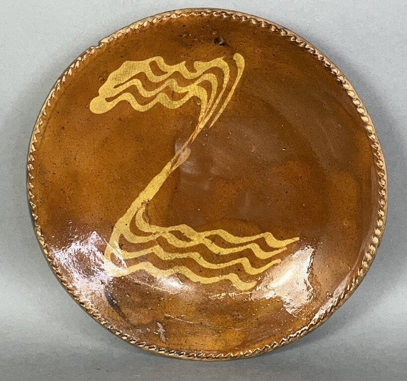 PA SLIPWARE PLATE CA. 1865; FOUR