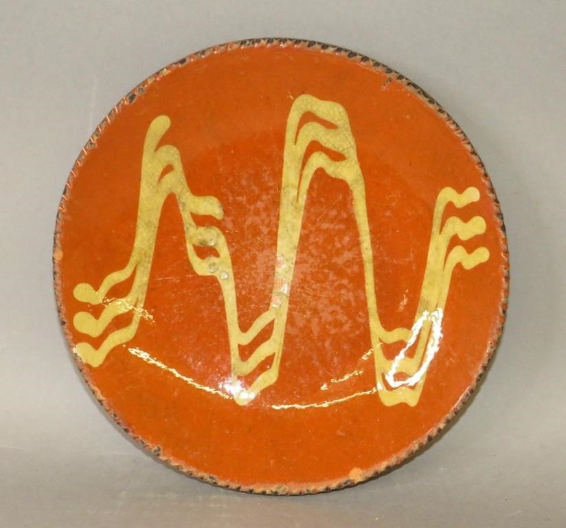 PA SLIPWARE PLATEca. 1870; PA drape