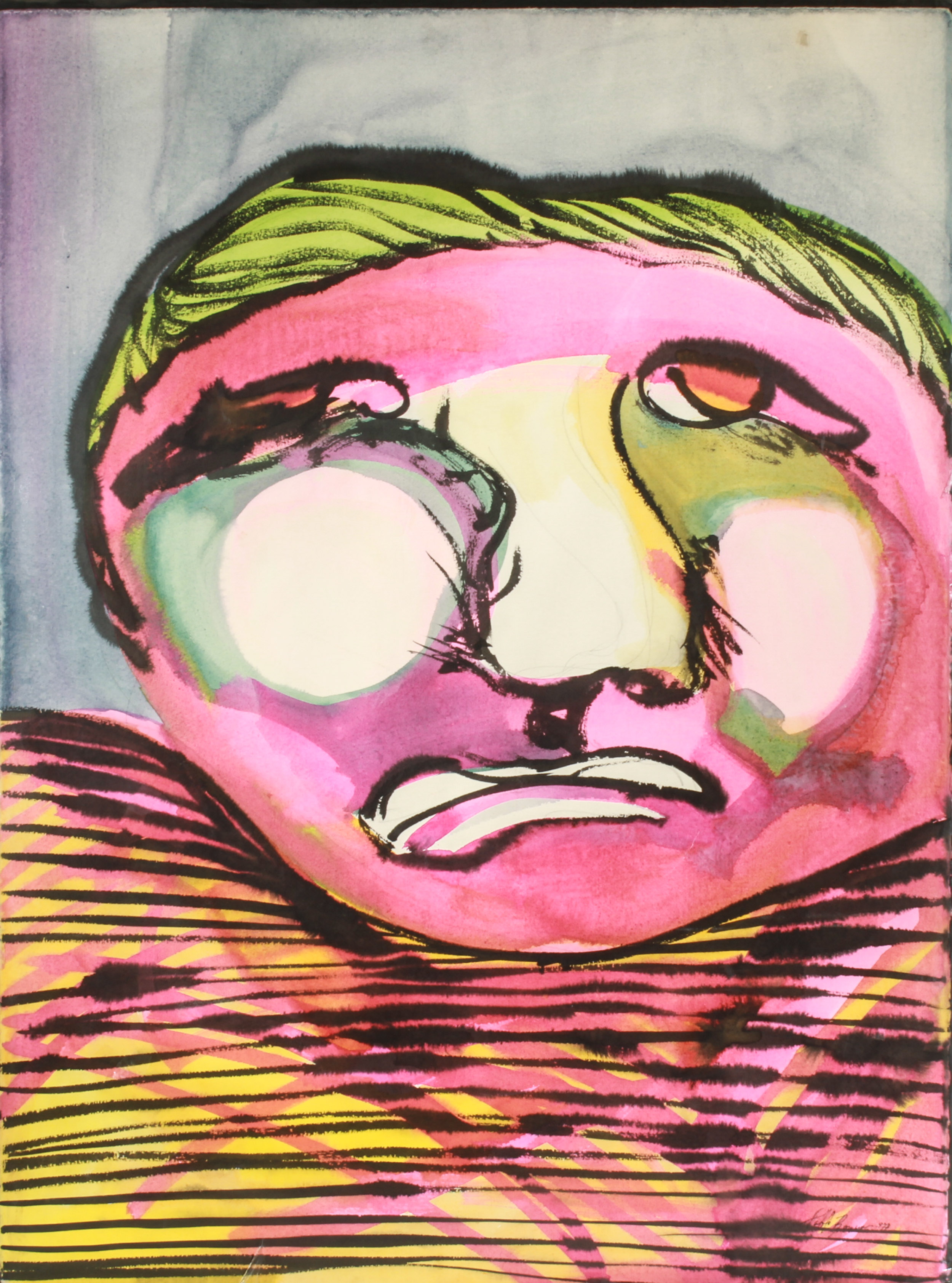 PABLO BOWEN "FACE" INK & WATERCOLOR