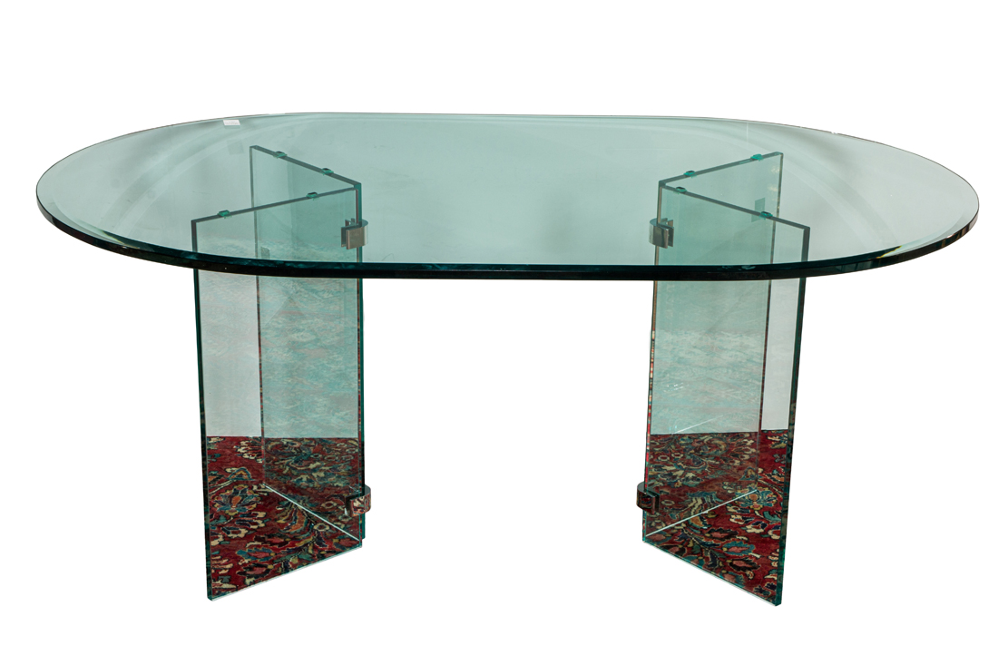PACE STYLE GLASS TOP DINING TABLE