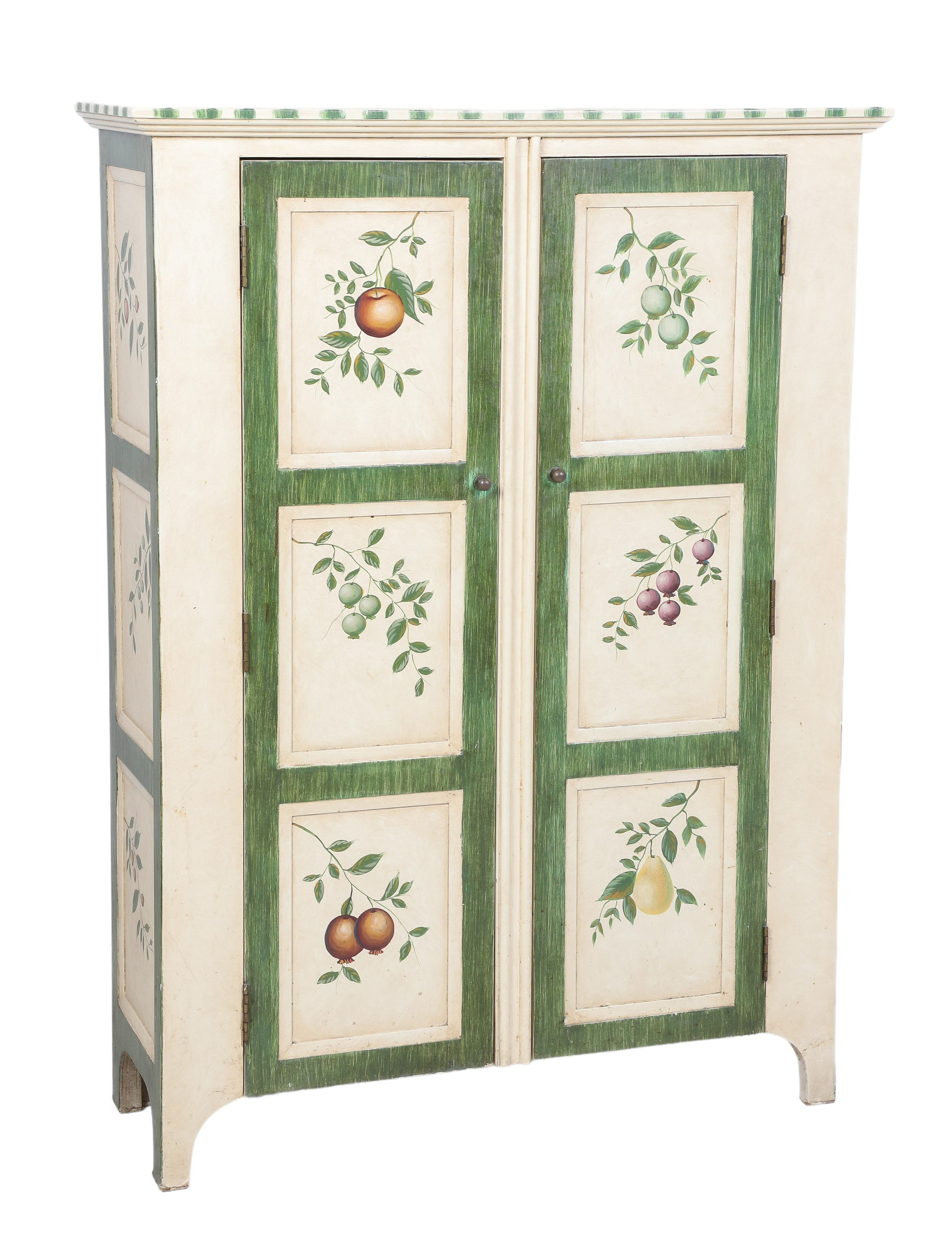 Paint decorated 2-door cupboard,