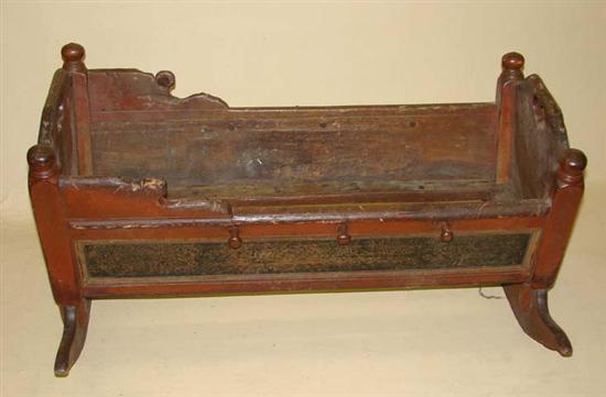 PAINT-DECORATED CRADLE.  Mid 19th