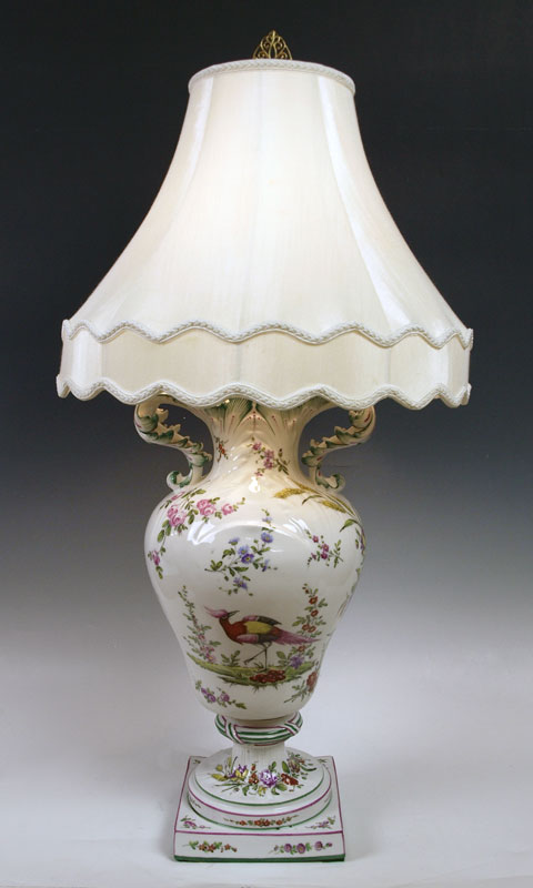 PAINT DECORATED FAIENCE LAMP: