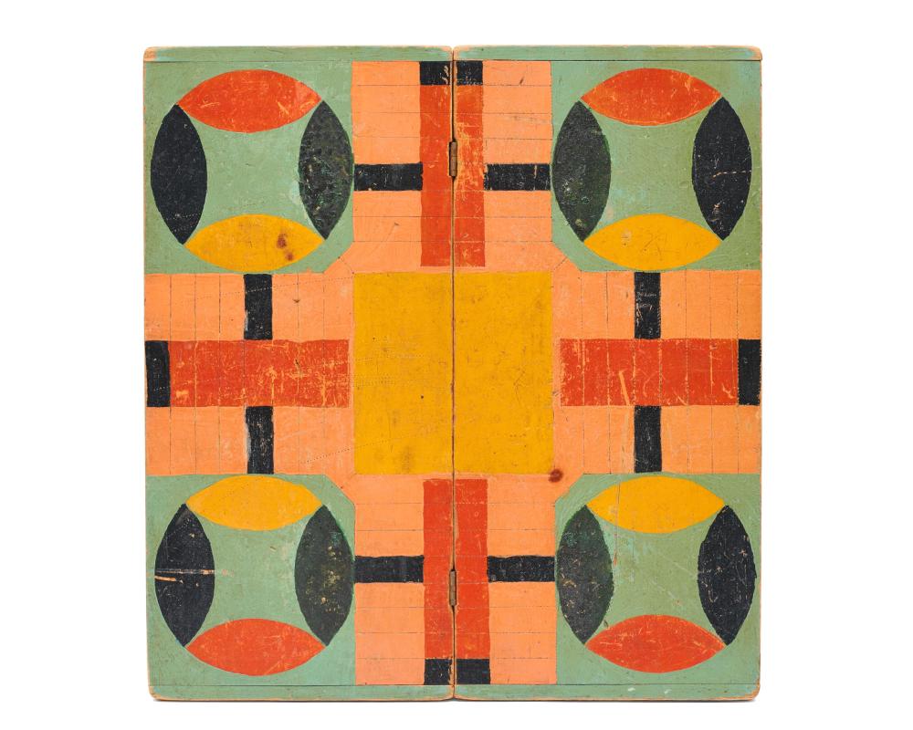 PAINT-DECORATED FOLDING PARCHEESI