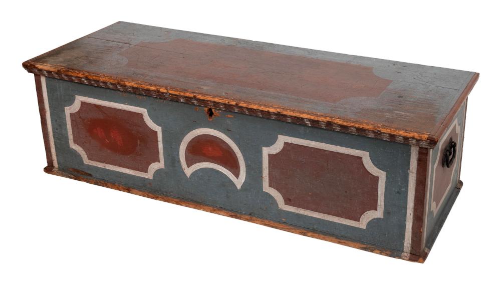 PAINT-DECORATED LIFT-TOP CHEST 19TH