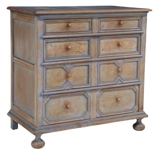 PAINT DECORATED OAK CHEST OF