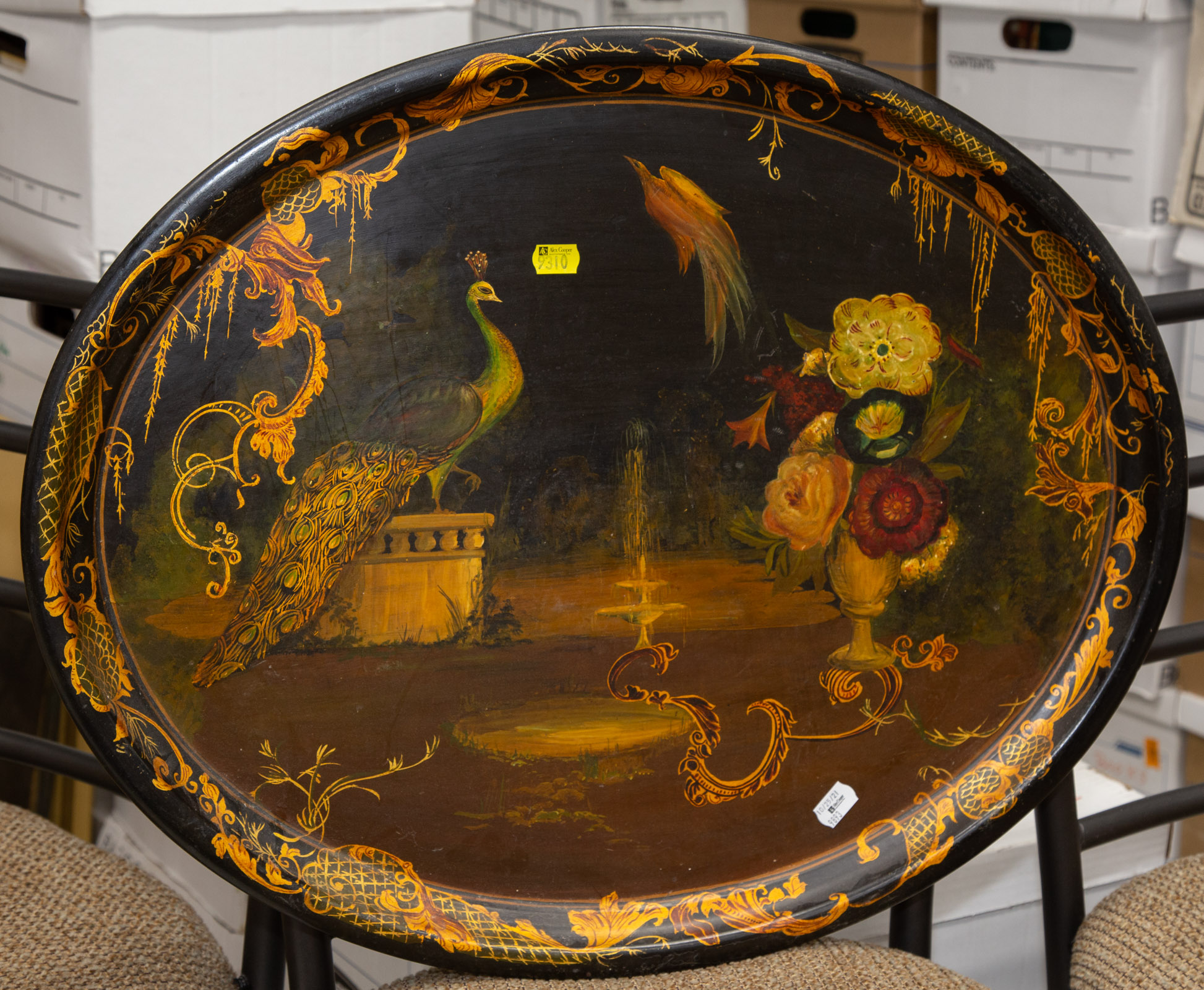 PAINT DECORATED TOLE TRAY .