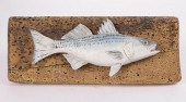 PAINTED AND CARVED STRIPED BAS