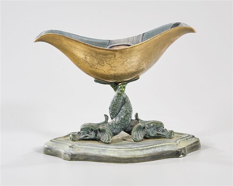 Painted and gilt earthenware dish