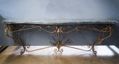 PAINTED AND GILT IRON AND MARB