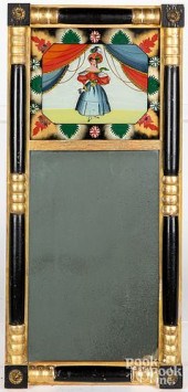 PAINTED AND GILT SHERATON MIRR