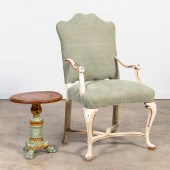 PAINTED AND PARCEL GILT ARMCHA