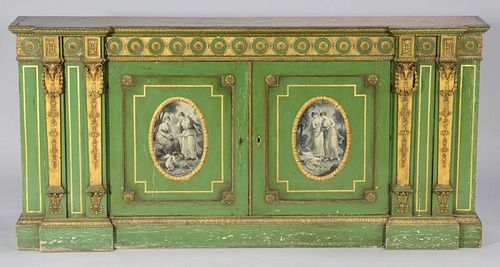 PAINTED AND PARCEL GILT CREDENZA,