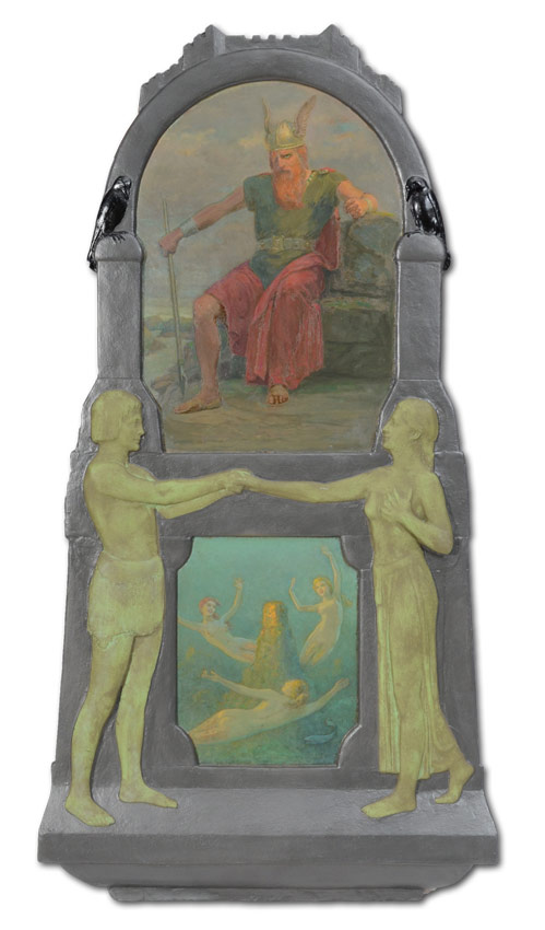 PAINTED and SCULPTED WALL PLAQUE OF