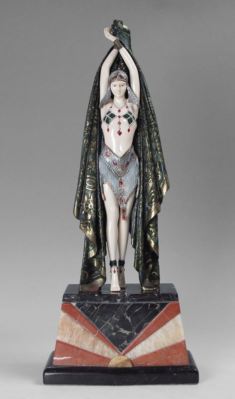PAINTED ART DECO BRONZE AND IVORY