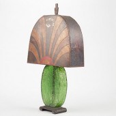 PAINTED ART DECO MICA SHADE ON