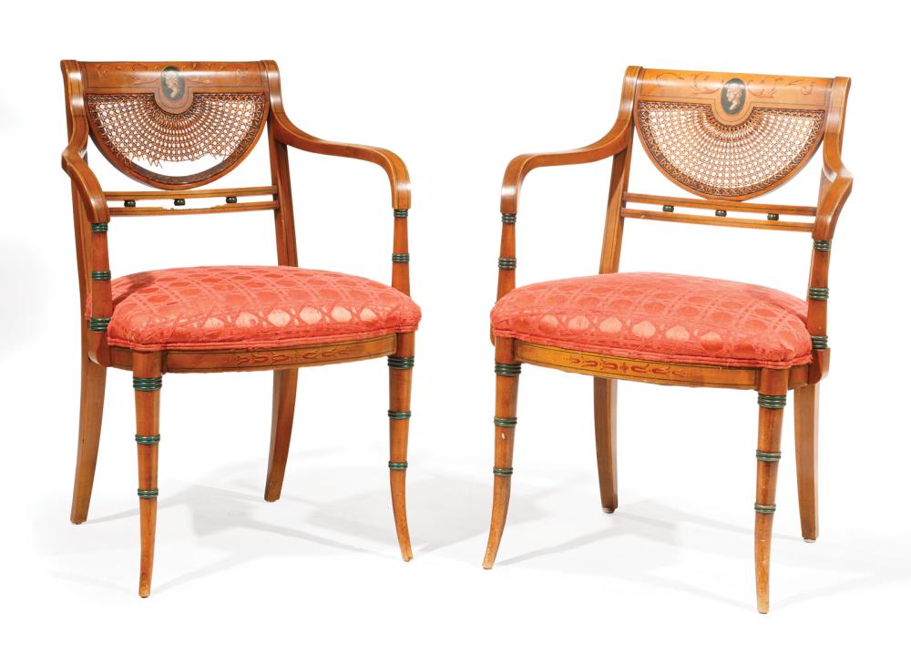 PAINTED BEECHWOOD ARMCHAIRSPair