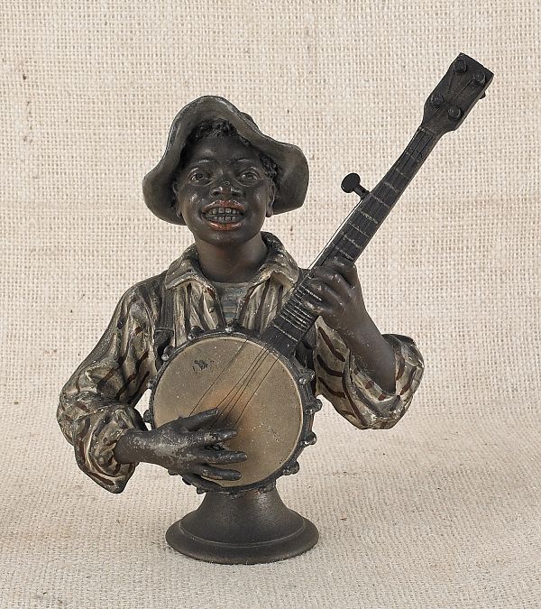 Painted bronze and white metal
