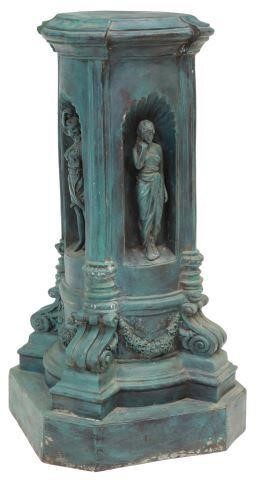 PAINTED BRONZE FIGURAL PEDESTAL