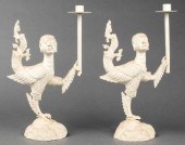PAINTED BRONZE KINNARA OR HARP