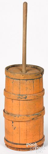 PAINTED BUTTER CHURN, 19TH