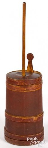 PAINTED BUTTER CHURN, 19TH C.P