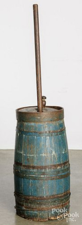 PAINTED BUTTER CHURN<br>Blue p