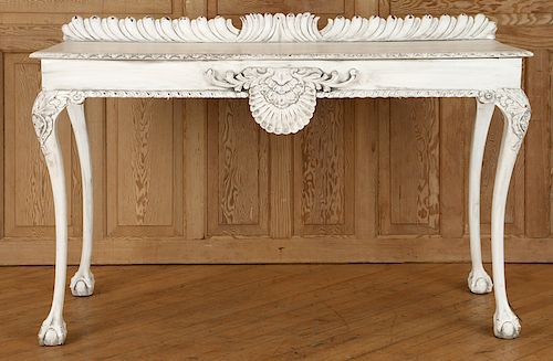 PAINTED CARVED CONSOLE ON BALL