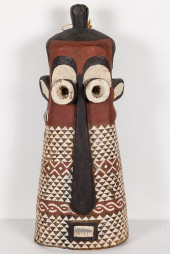 PAINTED CARVED WOOD AFRICAN MA