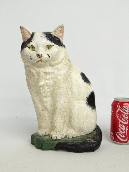 Painted cast iron cat doorstop.