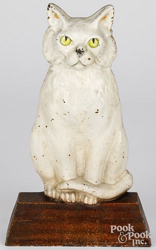 PAINTED CAST IRON CAT DOORSTOP,