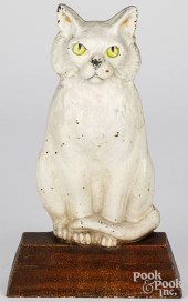 PAINTED CAST IRON CAT DOORSTOP