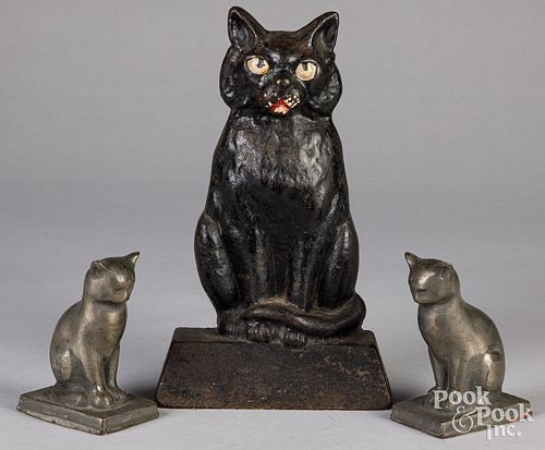 PAINTED CAST IRON CAT DOORSTOP