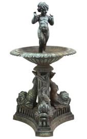 PAINTED CAST IRON CHERUB &AMP;