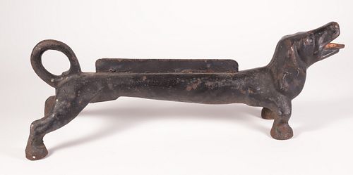 PAINTED CAST IRON DACHSHUND BOOT