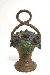 PAINTED CAST IRON FLORAL URN D