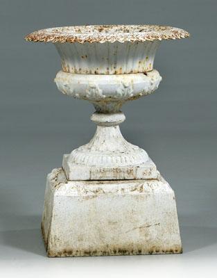 Painted cast iron garden urn, in