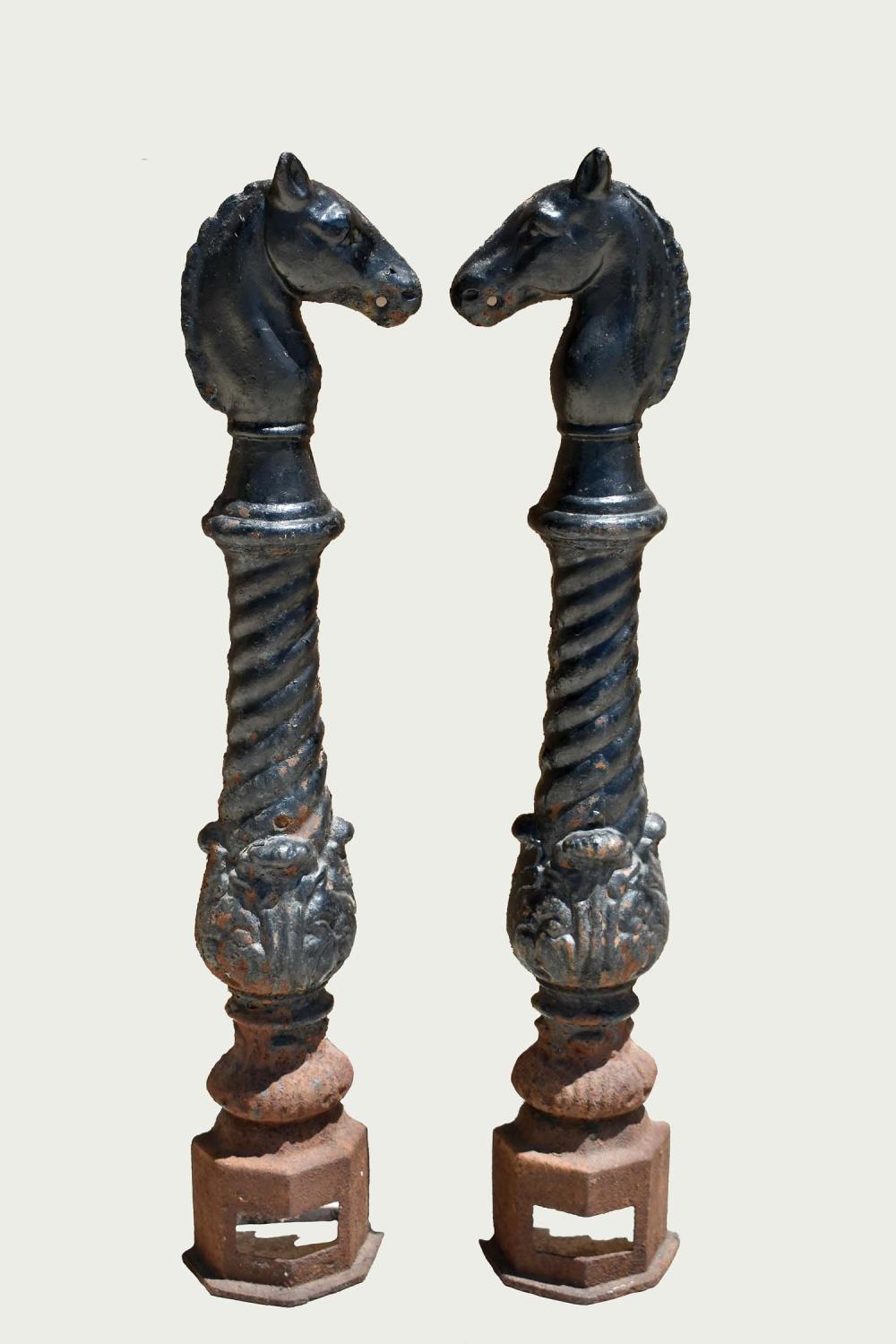 PAINTED CAST IRON HORSE-HEAD