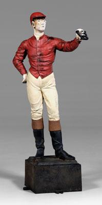 Painted cast iron lawn jockey,