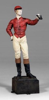 Painted cast iron lawn jockey,