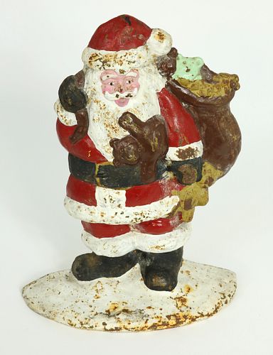 PAINTED CAST IRON SANTA CLAUS