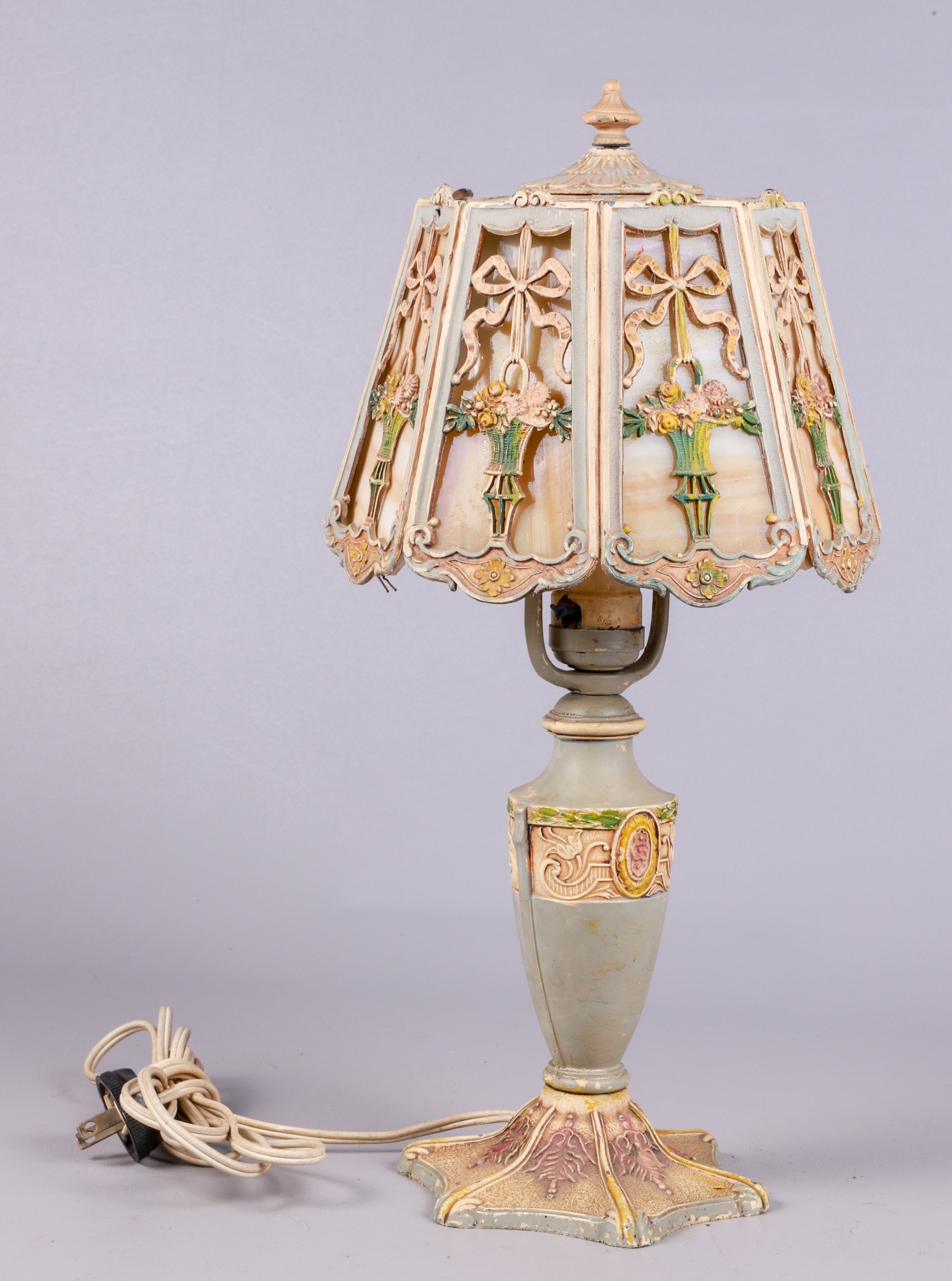 Painted cast metal boudoir lamp,