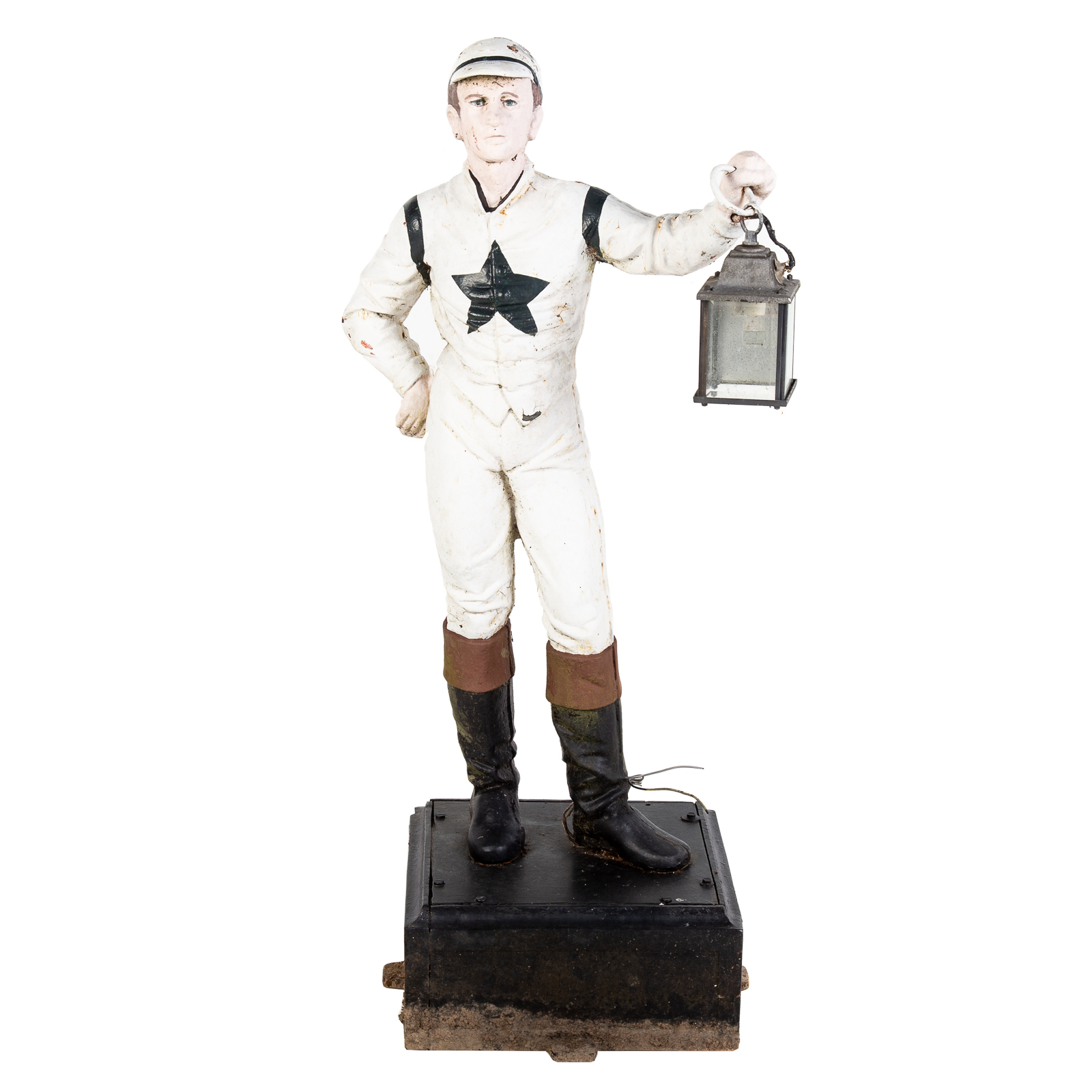 PAINTED CAST METAL LAWN JOCKEY