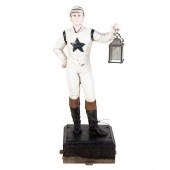 PAINTED CAST METAL LAWN JOCKEY