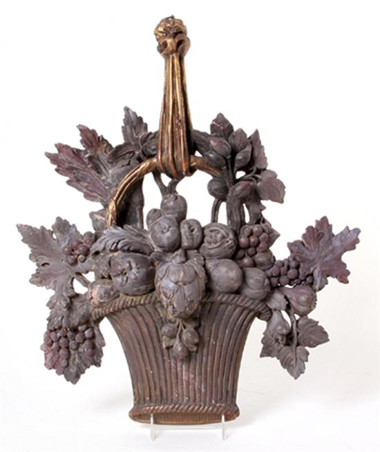 Painted cast-plaster basket of