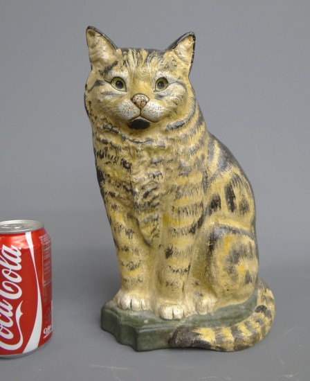 Painted cat doorstop. 13'' Ht.