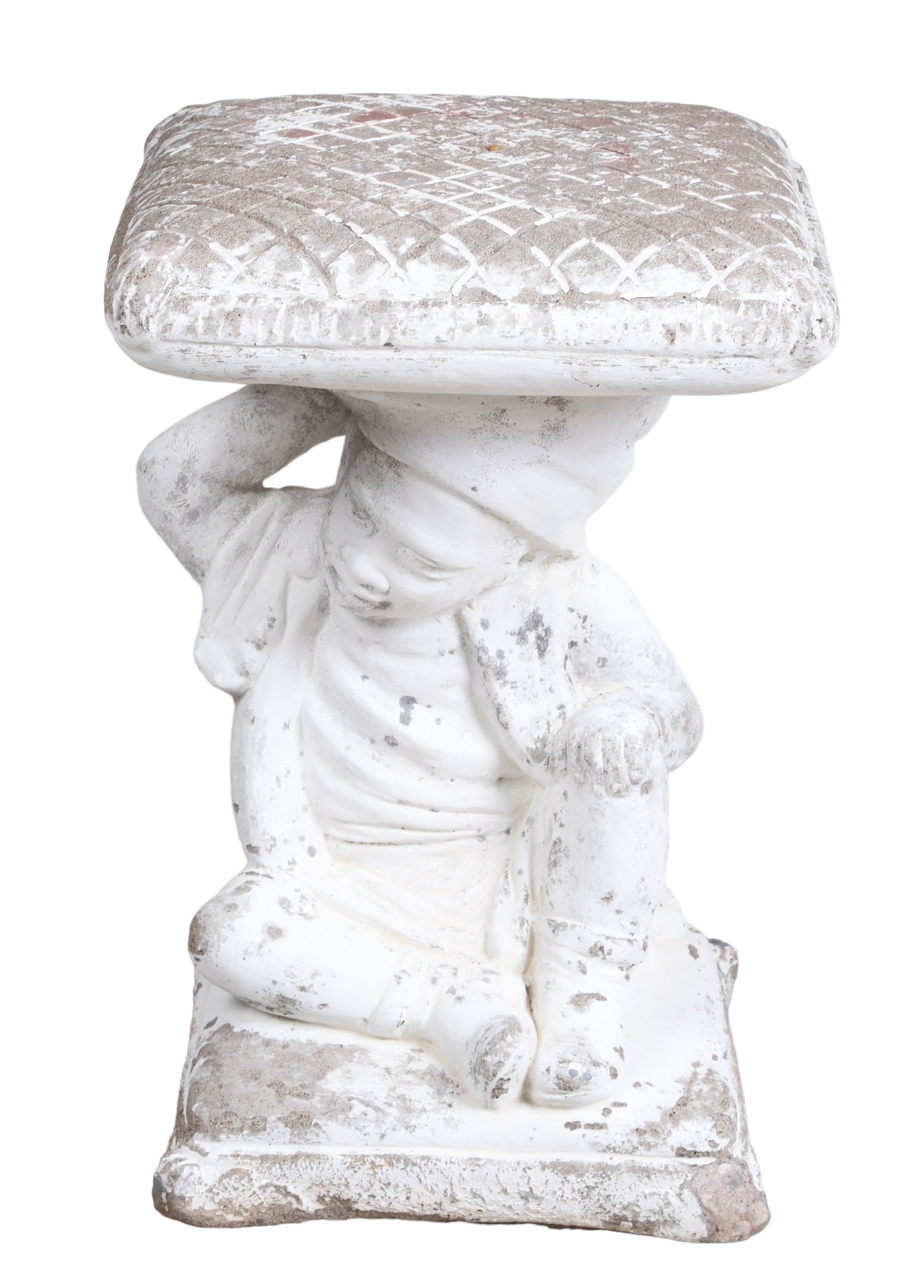 Painted cement garden seat,