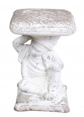 Painted cement garden seat, pi