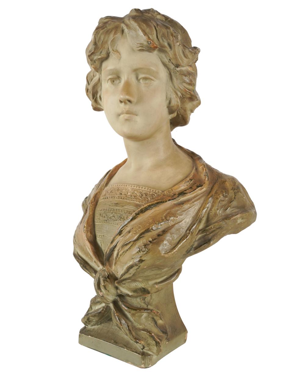 PAINTED CERAMIC BUST OF A