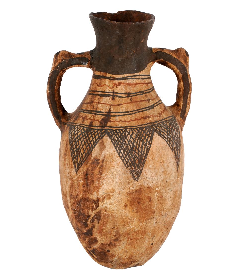 PAINTED CERAMIC DOUBLE-HANDLE